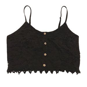 Small Lace button crop tank top gold cute sexy